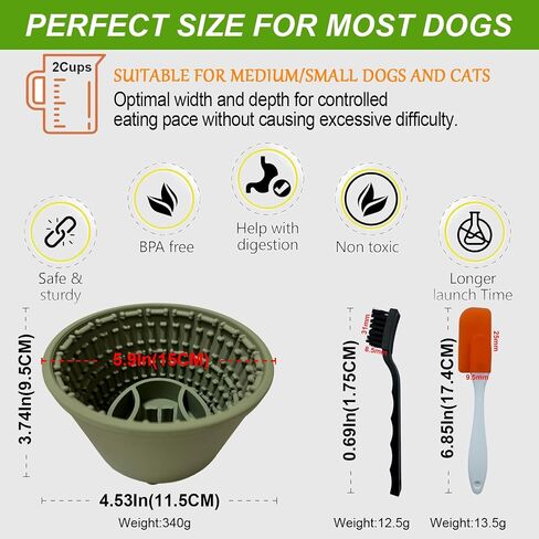Multi-fonction Silicone Slow Feeder Dog Bowls Pet Lick Mat for Dog and Cat Slow Feeder food Bucket Licking Pad with Suction Cups Heavy Duty Puzzle Food Treat for Dog Dishwasher Fit (Green Olive) in Saudi Arabia
