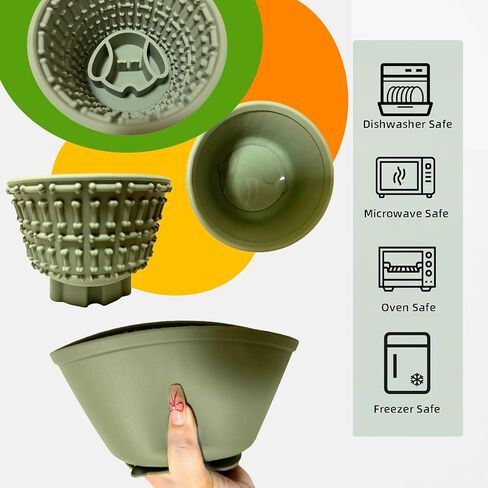 Multi-fonction Silicone Slow Feeder Dog Bowls Pet Lick Mat for Dog and Cat Slow Feeder food Bucket Licking Pad with Suction Cups Heavy Duty Puzzle Food Treat for Dog Dishwasher Fit (Green Olive) in Saudi Arabia
