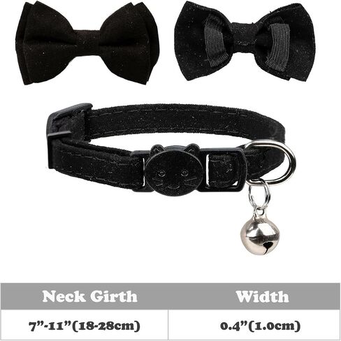 Love Dream Cat Collar Breakaway with Bow Tie and Bells - 3 Pack Velvet Girl Boy Kitty Safety Kitten Collars with Removable Bowtie for Cats Kittens, Blue & Pink & Purple in Saudi Arabia