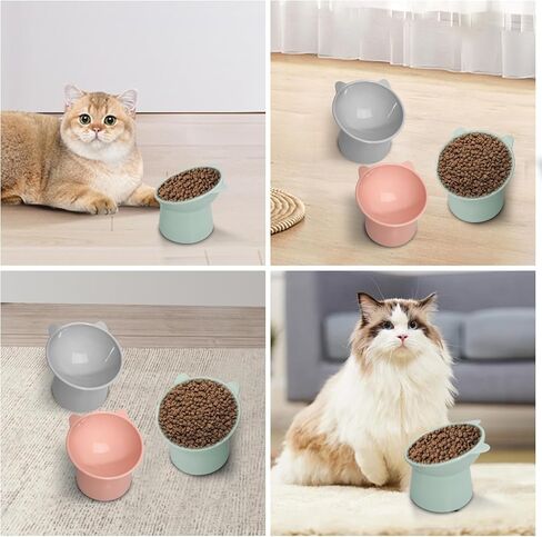 9 Pcs Raised Cat Food Bowls 15 Degrees Plastic Tilted Elevated Cat Bowls Pet Feeder Anti Vomit Dog Kitten Food Dishes Slanted Stand Cats Bowls for Cats and Small Dogs in Saudi Arabia