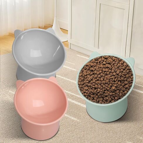 9 Pcs Raised Cat Food Bowls 15 Degrees Plastic Tilted Elevated Cat Bowls Pet Feeder Anti Vomit Dog Kitten Food Dishes Slanted Stand Cats Bowls for Cats and Small Dogs in Saudi Arabia