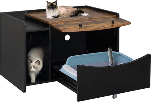 Cat Litter Box Enclosure Furniture, Extra Large Hidden Litter Box Furniture, Litter Box Cabinet for Big Cats and Pets, Pull-Out Cat House for Easy Cleaning in Saudi Arabia
