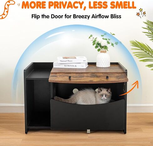 Cat Litter Box Enclosure Furniture, Extra Large Hidden Litter Box Furniture, Litter Box Cabinet for Big Cats and Pets, Pull-Out Cat House for Easy Cleaning in Saudi Arabia