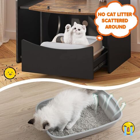 Cat Litter Box Enclosure Furniture, Extra Large Hidden Litter Box Furniture, Litter Box Cabinet for Big Cats and Pets, Pull-Out Cat House for Easy Cleaning in Saudi Arabia