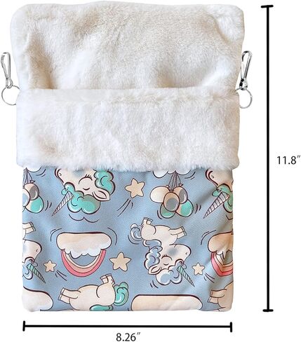Faux Rabbit Fur Sugar Glider Cuddle Sack Sleeping Pouch Bonding Snuggle Cage Hanging Bed House Hideout Cave for Hamster, Rat, Ferret, Squirrel and Other Small Animal Beds (Blue) in Saudi Arabia