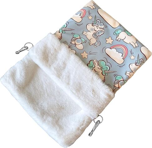 Faux Rabbit Fur Sugar Glider Cuddle Sack Sleeping Pouch Bonding Snuggle Cage Hanging Bed House Hideout Cave for Hamster, Rat, Ferret, Squirrel and Other Small Animal Beds (Blue) in Saudi Arabia