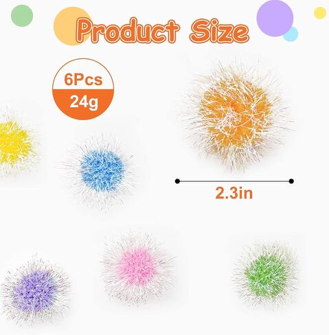 Andiker Cat Sparkle Balls - 12pc Colorful Interactive Cat Toys with 2.36 Inch Pom Pom Balls for Indoor Cats in Saudi Arabia