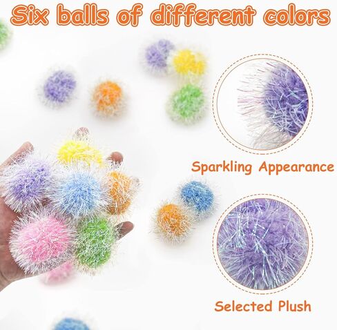 Andiker Cat Sparkle Balls - 12pc Colorful Interactive Cat Toys with 2.36 Inch Pom Pom Balls for Indoor Cats in Saudi Arabia