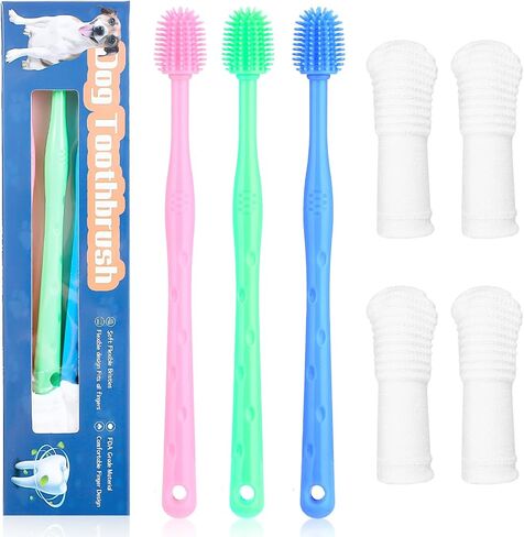 7Pcs Dog Toothbrush Cat Toothbrush Small Dog Puppy Tooth Brushing Kit Finger Toothbrush 360 ° Dog Toothbrush for Puppy, Small Dog and Cat in Saudi Arabia