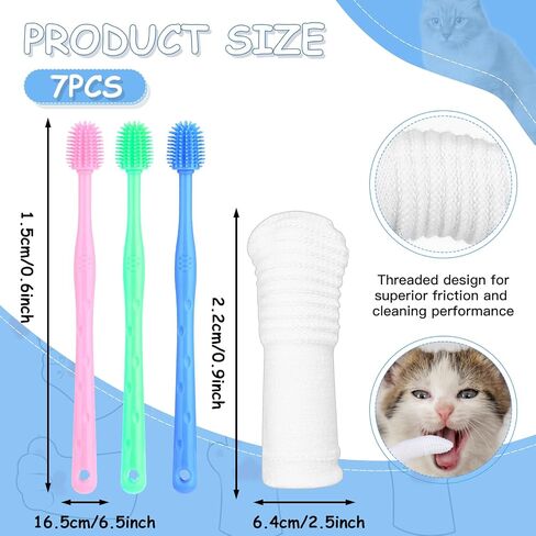 7Pcs Dog Toothbrush Cat Toothbrush Small Dog Puppy Tooth Brushing Kit Finger Toothbrush 360 ° Dog Toothbrush for Puppy, Small Dog and Cat in Saudi Arabia