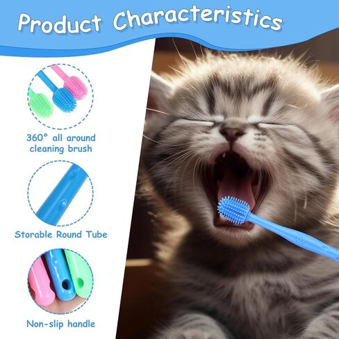 7Pcs Dog Toothbrush Cat Toothbrush Small Dog Puppy Tooth Brushing Kit Finger Toothbrush 360 ° Dog Toothbrush for Puppy, Small Dog and Cat in Saudi Arabia