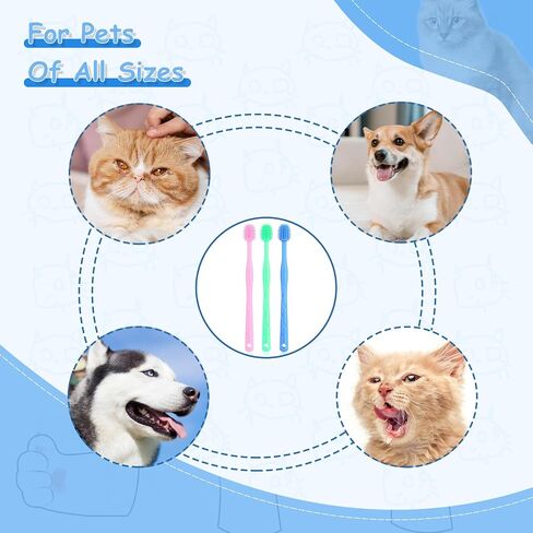 7Pcs Dog Toothbrush Cat Toothbrush Small Dog Puppy Tooth Brushing Kit Finger Toothbrush 360 ° Dog Toothbrush for Puppy, Small Dog and Cat in Saudi Arabia