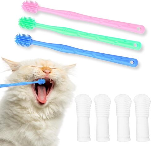 7Pcs Dog Toothbrush Cat Toothbrush Small Dog Puppy Tooth Brushing Kit Finger Toothbrush 360 ° Dog Toothbrush for Puppy, Small Dog and Cat in Saudi Arabia