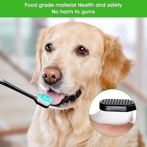 فرشاة أسنان للكلاب، 4 قطع ناعمة لتنظيف أسنان الكلاب، فرشاة أسنان للكلاب بمقبض طويل، فرشاة أسنان للحيوانات الأليفة عالمية لتنظيف أسنان الكلاب الأليفة والعناية بالفم ونظافة الأسنان (أسود، أبيض) in Kuwait