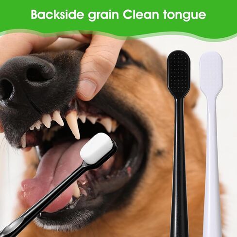 فرشاة أسنان للكلاب، 4 قطع ناعمة لتنظيف أسنان الكلاب، فرشاة أسنان للكلاب بمقبض طويل، فرشاة أسنان للحيوانات الأليفة عالمية لتنظيف أسنان الكلاب الأليفة والعناية بالفم ونظافة الأسنان (أسود، أبيض) in Kuwait