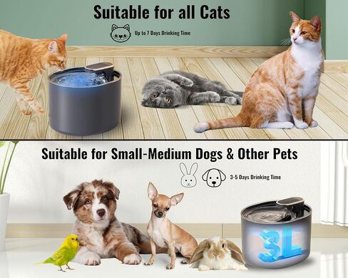 Smart LED Automatic Pet Water Dispenser, 3L Large Capacity, Ultra-Quiet Water Fountain for Cats, Dogs, Small Pets, Multi-Level Filtration, BPA Free in Saudi Arabia