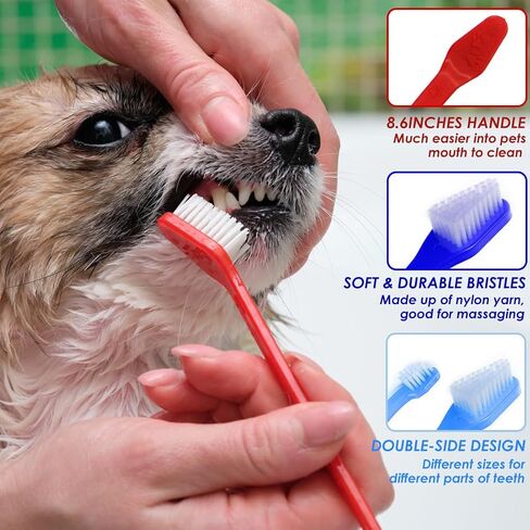 Dog Toothbrush Set, 2 Triple Head Pet Dog Toothbrushes 3 Double Head Toothbrushs 4 Finger Toothbrushes for Dog Cat Oral Dental Health, 9 Pack in Saudi Arabia