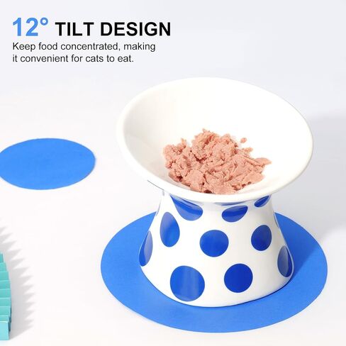 YauYik Extra Wide Raised Cat Food Bowl, Elevated, Ceramic Tilted Feeding Bowl for Fat Faced Cat, Prevent Neck & Whisker Fatigue, Dishwasher and Microwave Safe (Red, 1 Pack) in Saudi Arabia