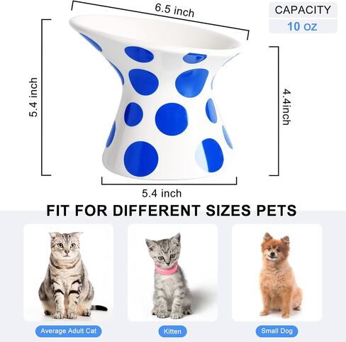 YauYik Extra Wide Raised Cat Food Bowl, Elevated, Ceramic Tilted Feeding Bowl for Fat Faced Cat, Prevent Neck & Whisker Fatigue, Dishwasher and Microwave Safe (Red, 1 Pack) in Saudi Arabia