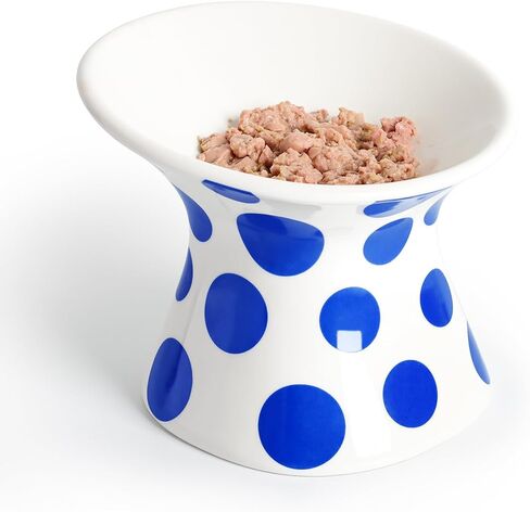 YauYik Extra Wide Raised Cat Food Bowl, Elevated, Ceramic Tilted Feeding Bowl for Fat Faced Cat, Prevent Neck & Whisker Fatigue, Dishwasher and Microwave Safe (Red, 1 Pack) in Saudi Arabia