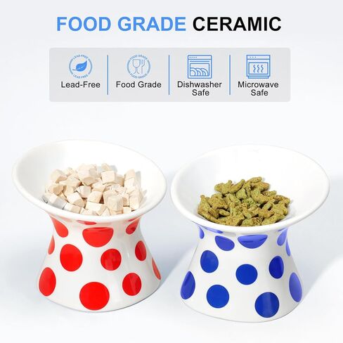 YauYik Extra Wide Raised Cat Food Bowl, Elevated, Ceramic Tilted Feeding Bowl for Fat Faced Cat, Prevent Neck & Whisker Fatigue, Dishwasher and Microwave Safe (Red, 1 Pack) in Saudi Arabia