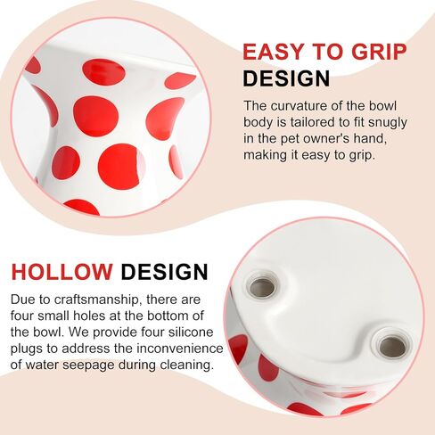 YauYik Extra Wide Raised Cat Food Bowl, Elevated, Ceramic Tilted Feeding Bowl for Fat Faced Cat, Prevent Neck & Whisker Fatigue, Dishwasher and Microwave Safe (Red, 1 Pack) in Kuwait