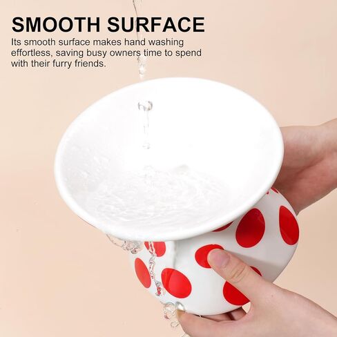 YauYik Extra Wide Raised Cat Food Bowl, Elevated, Ceramic Tilted Feeding Bowl for Fat Faced Cat, Prevent Neck & Whisker Fatigue, Dishwasher and Microwave Safe (Red, 1 Pack) in Kuwait