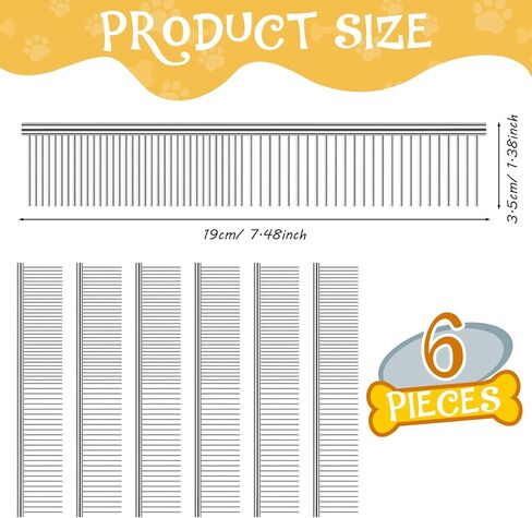 6 قطع من أمشاط الكلاب بأسنان من الفولاذ المقاوم للصدأ، مشط للقطط لإزالة التشابك والعقد، أداة احترافية للعناية بالكلاب ذات الشعر الطويل والقصير والقطط والحيوانات الأليفة الأخرى in Kuwait