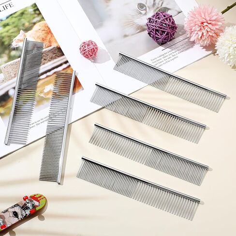 6 قطع من أمشاط الكلاب بأسنان من الفولاذ المقاوم للصدأ، مشط للقطط لإزالة التشابك والعقد، أداة احترافية للعناية بالكلاب ذات الشعر الطويل والقصير والقطط والحيوانات الأليفة الأخرى in Kuwait