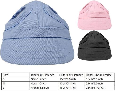 Pet Dog Sports Hat, Cat Baseball hat Pet Outdoor hat Sunbonnet Fashionable Sun hat Adjustable Stripe Summer Travel Hat with Ear Holes (M Black) in Saudi Arabia
