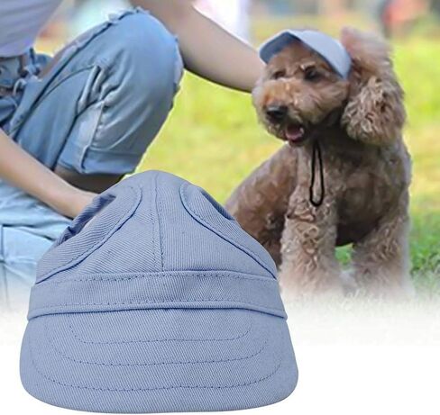 Pet Dog Sports Hat, Cat Baseball hat Pet Outdoor hat Sunbonnet Fashionable Sun hat Adjustable Stripe Summer Travel Hat with Ear Holes (M Black) in Saudi Arabia
