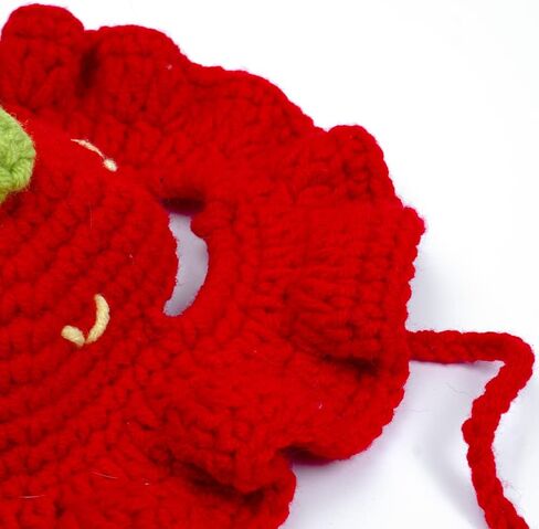 Crochet Pets Headband, Handmade Puppy and Kitten Accessories, Dogs & Cats Knitted Hat, Cute Adjustable Headwear, Adorable Christmas Costume, Photo Props and Grooming Supplies (Small, Red Strawberry) in Saudi Arabia