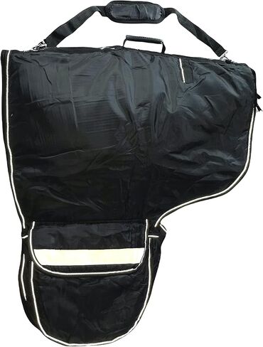 حقيبة حمل سرج غربية عاكسة من النايلون من Majestic Ally مع جيوب كبيرة - أسود in Kuwait