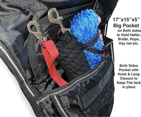 حقيبة حمل سرج غربية عاكسة من النايلون من Majestic Ally مع جيوب كبيرة - أسود in Kuwait