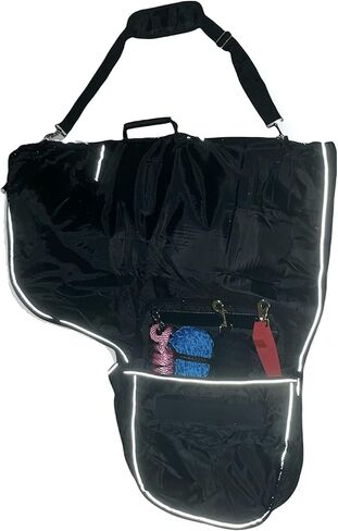 حقيبة حمل سرج غربية عاكسة من النايلون من Majestic Ally مع جيوب كبيرة - أسود in Kuwait