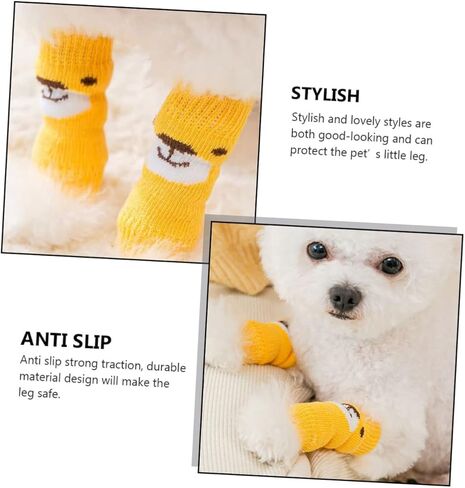 2 Sets pet Socks Dog Leg Warmers Small Dog Scratch Socks Warm Dog Hock Covers Pet Leg Sleeves Socks for Dogs Thermal Socks pet Leg Joint Protector Elasticity Grip Polyester in Kuwait