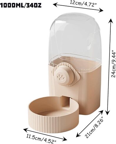Hanging Cage Automatic Pet Food Water Dispenser 34oz, Large Capacity Feeder Gravity Refill Food and Siphon Suction Water Set for Dog Cat Rabbit Chinchilla and Ferret (Water Dispenser) in Saudi Arabia