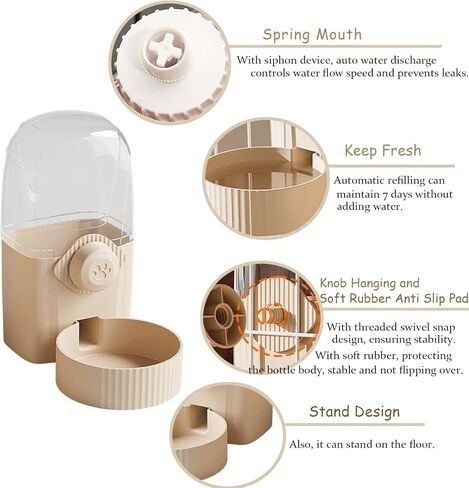 Hanging Cage Automatic Pet Food Water Dispenser 34oz, Large Capacity Feeder Gravity Refill Food and Siphon Suction Water Set for Dog Cat Rabbit Chinchilla and Ferret (Water Dispenser) in Saudi Arabia