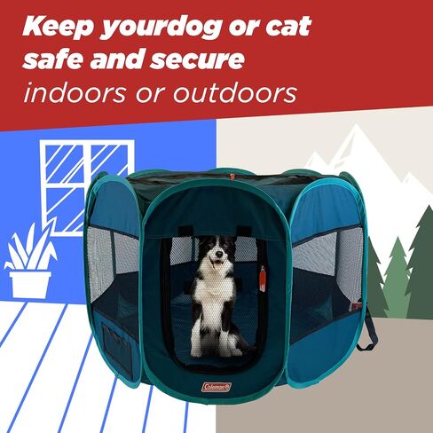 Coleman Foldable Portable Pet Playpen, 36" x 36" x 23", Navy and Teal in Saudi Arabia