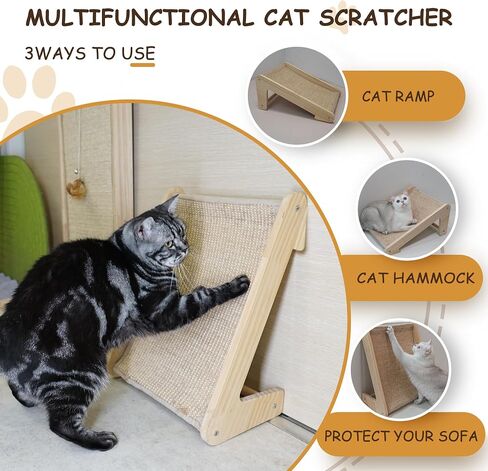 Cat Scratcher, L Shape Cat Scratcher for Indoor Cats, Sisal Cat Scratching Ramp, Protecting Furniture Cat Scratch Pad, Cat Scratching with Catnip, Large in Saudi Arabia
