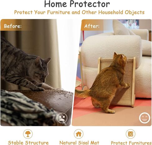 Cat Scratcher, L Shape Cat Scratcher for Indoor Cats, Sisal Cat Scratching Ramp, Protecting Furniture Cat Scratch Pad, Cat Scratching with Catnip, Large in Saudi Arabia