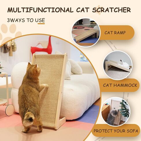Cat Scratcher, L Shape Cat Scratcher for Indoor Cats, Sisal Cat Scratching Ramp, Protecting Furniture Cat Scratch Pad, Cat Scratching with Catnip, Large in Saudi Arabia
