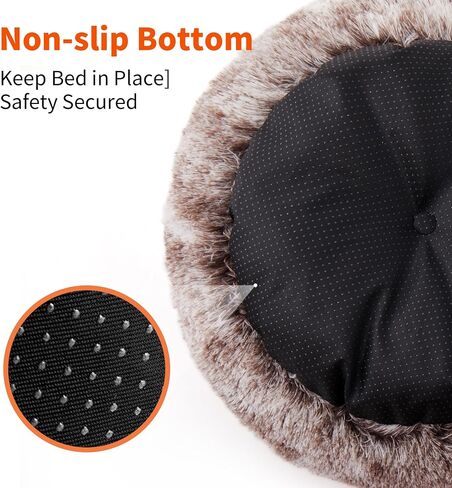 Round Pet Bed for Dogs and Cats, Washable Pet Bed, Non-Slip Bottom cat bed, Indoor pet beds (black white, 15.7''/40cm) in Saudi Arabia