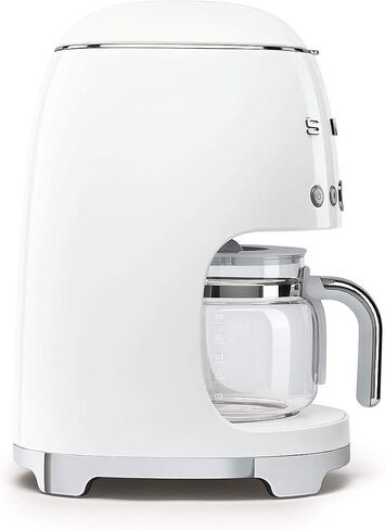 Smeg DCF02WHUK Drip Coffee Machine, Auto-Start Mode, Reuseable Filter, Digital Display, Anti-Drip System, Aroma Intensity Option, 1.4 Litre Tank, White in Saudi Arabia