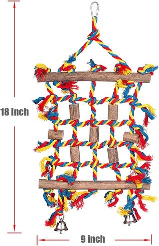 لعبة مضغ حبل شبكي لتسلق الطيور للببغاء من أجل الببغاء والكوكاتيل والمكاو والكونور فينش والكوكاتو والببغاء الرمادي الأفريقي (S-9x18 بوصة) in Kuwait