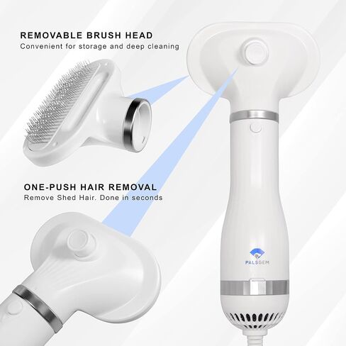 Dog Hair Dryer - Portable and Quiet 3 in 1 Pet Grooming Hair Dryer Blower with Slicker Brush - Small and Medium Cats and Dogs - Adjustable Heat Setting in Saudi Arabia