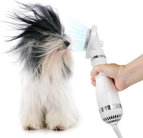 Dog Hair Dryer - Portable and Quiet 3 in 1 Pet Grooming Hair Dryer Blower with Slicker Brush - Small and Medium Cats and Dogs - Adjustable Heat Setting in Saudi Arabia