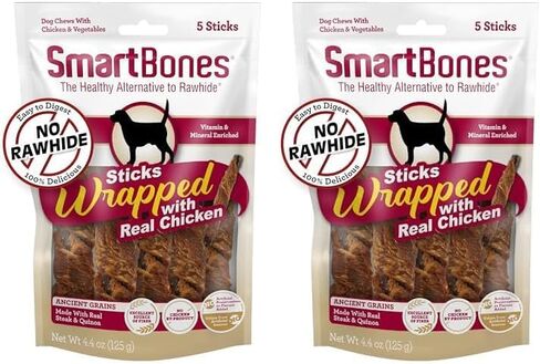 SmartBones Sticks Wrapped with Real Chicken, Lamb and Brown Rice Rawhide-Free Chews for Dogs, 4 Chews Per Pack, 3.5 Ounces in Saudi Arabia