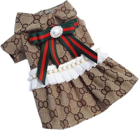 Elegant Dog Clothes Pet Dress Puppy Spring Clothes Cute Princess Dress with Sweetie Bowknot for Small Dogs Cats Pets on Wedding Party Summer Beach Soft Breathable (Coffee, Small) in Saudi Arabia