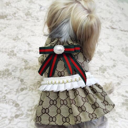 Elegant Dog Clothes Pet Dress Puppy Spring Clothes Cute Princess Dress with Sweetie Bowknot for Small Dogs Cats Pets on Wedding Party Summer Beach Soft Breathable (Coffee, Small) in Saudi Arabia
